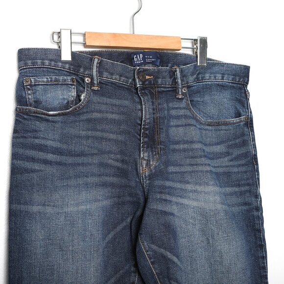Gap Mens Straight Leg Jeans Dark Denim Low Stretch Casual Classic Preppy - Picture 5 of 11